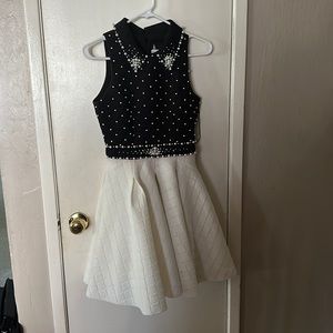 Black and white homecoming or graduation dress.